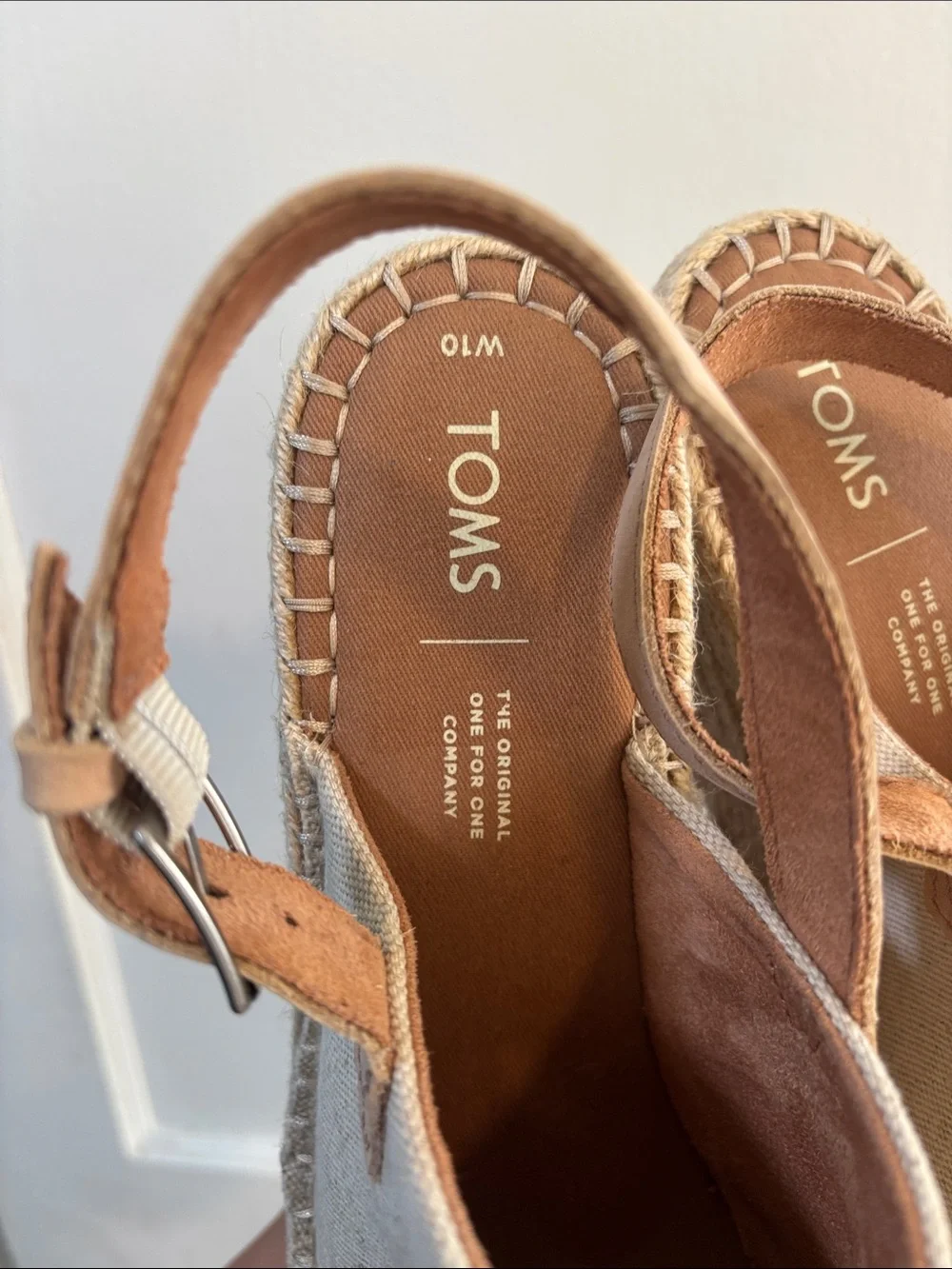 Toms Natural Canvas Espadrille Wedge Sandals